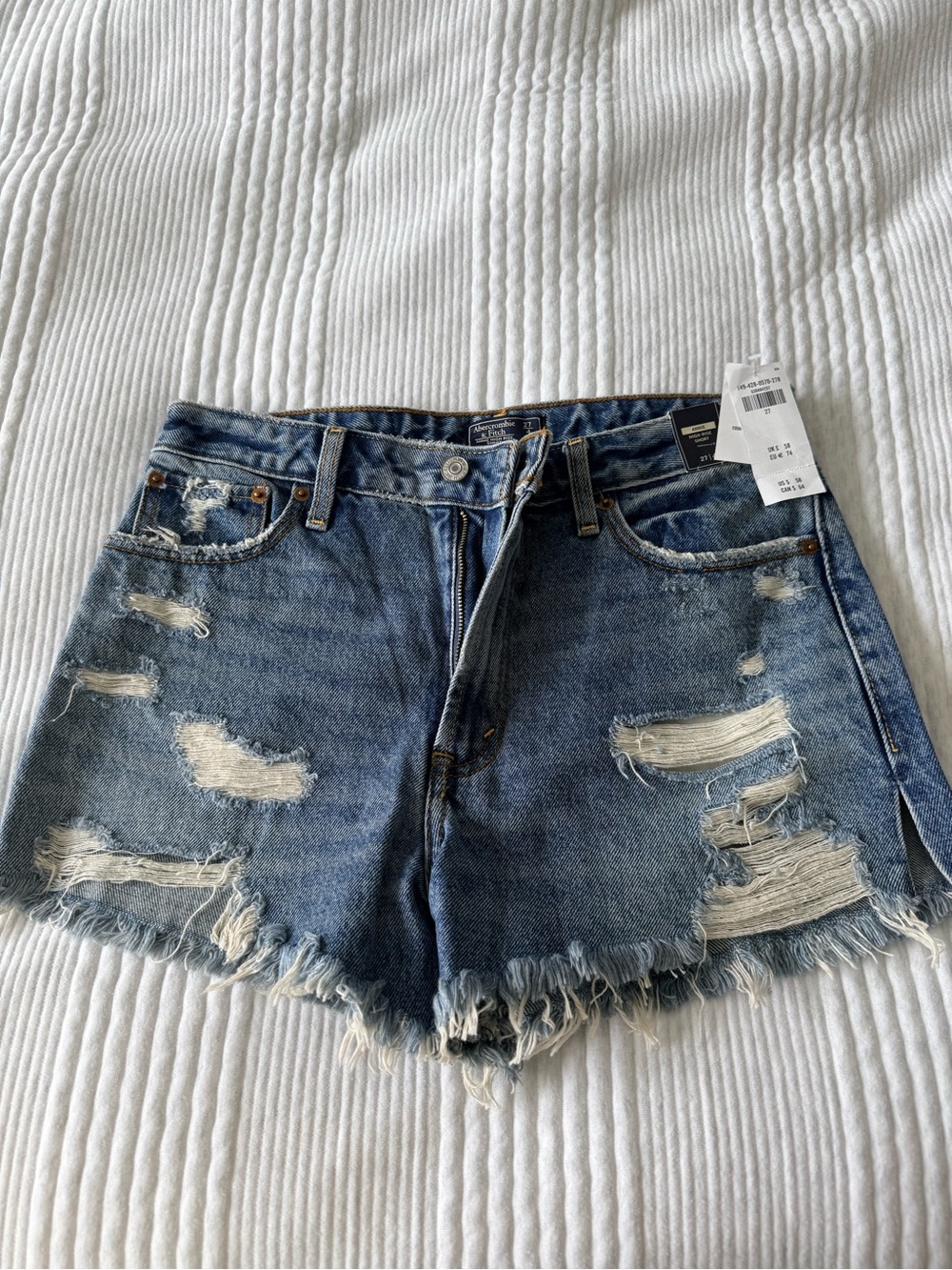 Annie Distressed Denim Jean Shorts - Blue